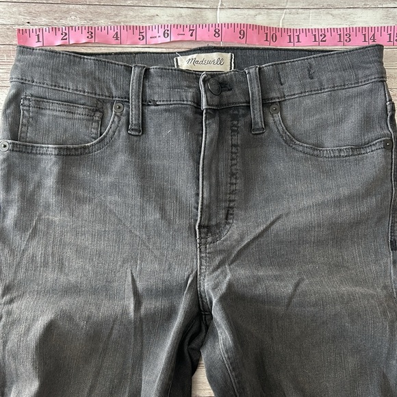 Madewell Faded Black Dark Grey 9” High Rise Skinny Step Raw Hem Jeans - Picture 9 of 14
